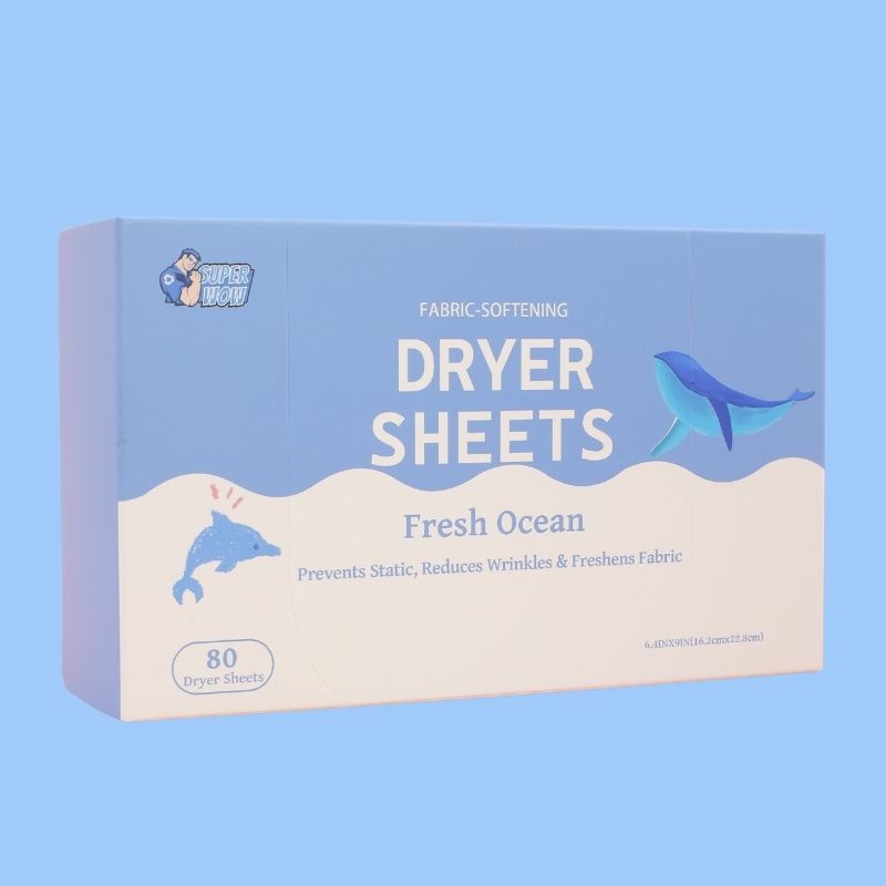 Fresh Ocean 80CT - Sheets de secador de suavizante de telas de marca personalizada ODM